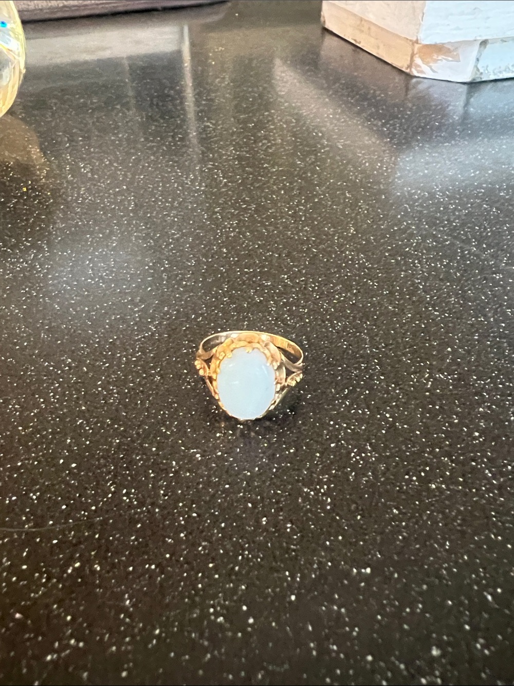Opal Cabochon Antique Oval Ring in 14k Setting - Picture 3 of 3